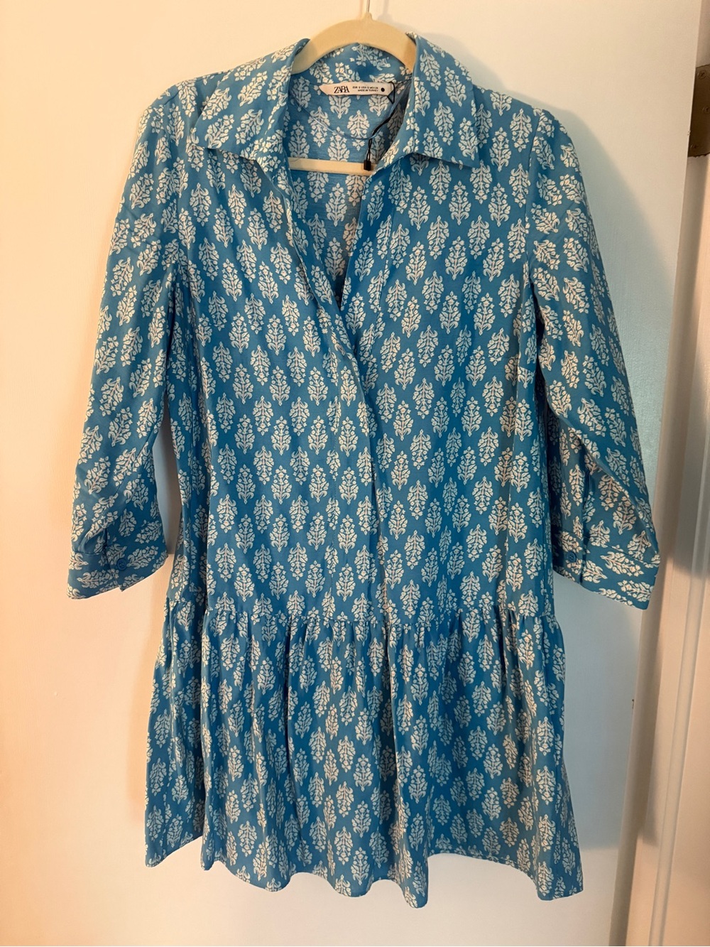 Zara Blue White Printed Mini Dress